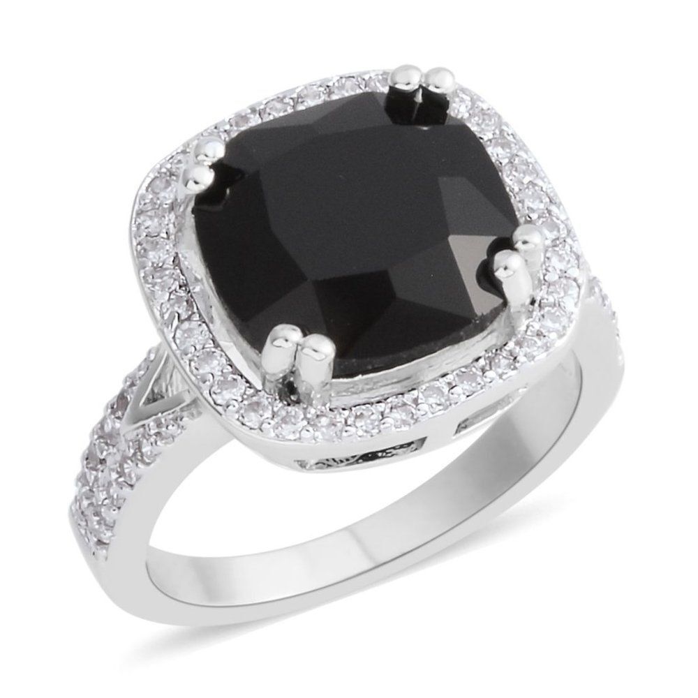 Simulated Black and White Diamond Ring